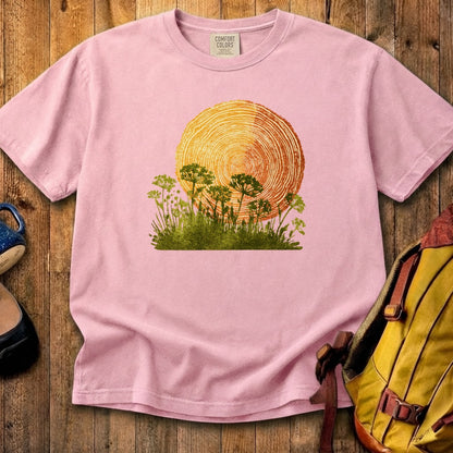 Woodcut Flower Meadow Cotton T-Shirt