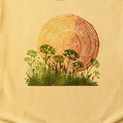 Woodcut Flower Meadow Cotton T-Shirt