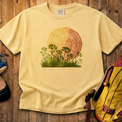 Woodcut Flower Meadow Cotton T-Shirt
