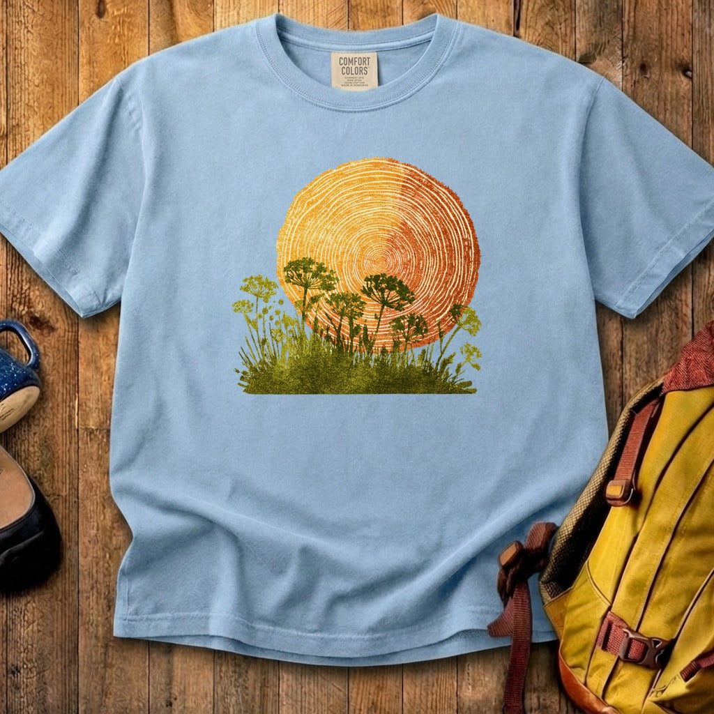 Woodcut Flower Meadow Cotton T-Shirt