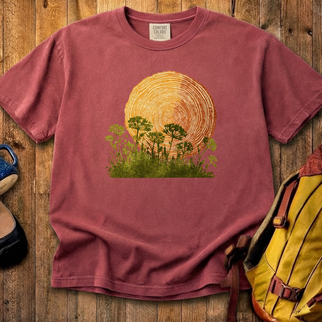 Woodcut Flower Meadow Cotton T-Shirt