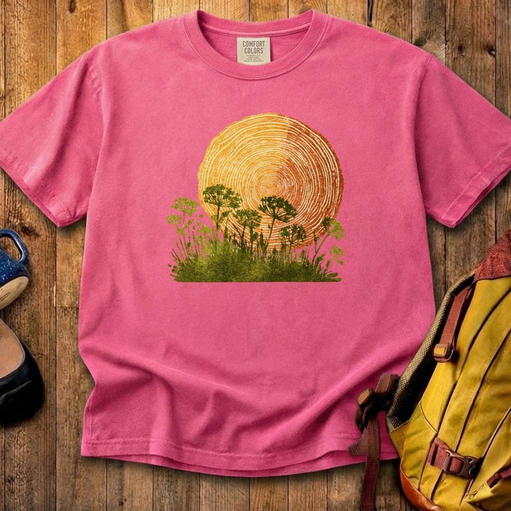 Woodcut Flower Meadow Cotton T-Shirt