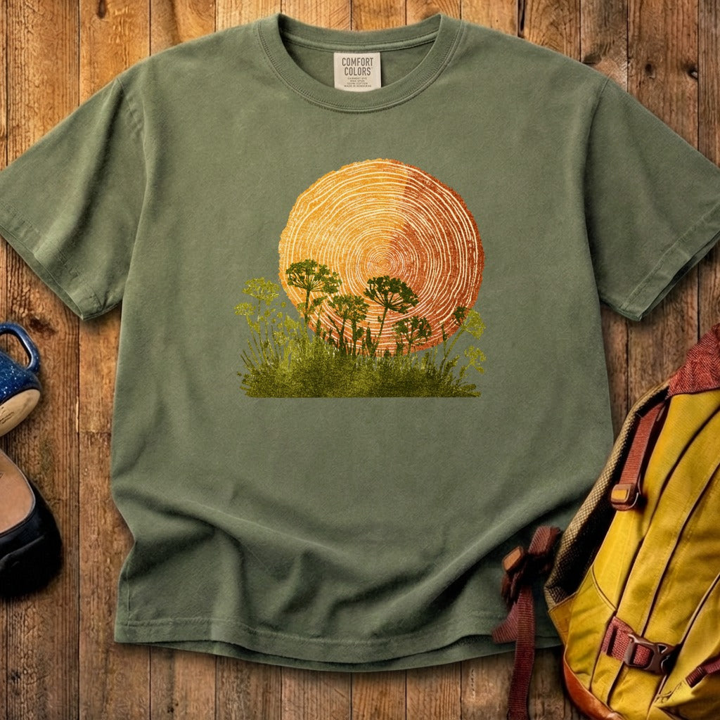 Woodcut Flower Meadow Cotton T-Shirt