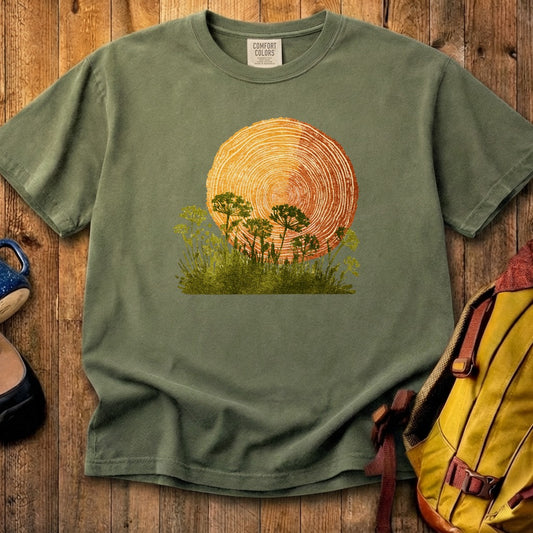 Woodcut Flower Meadow Cotton T-Shirt