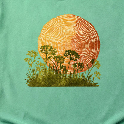 Woodcut Flower Meadow Cotton T-Shirt