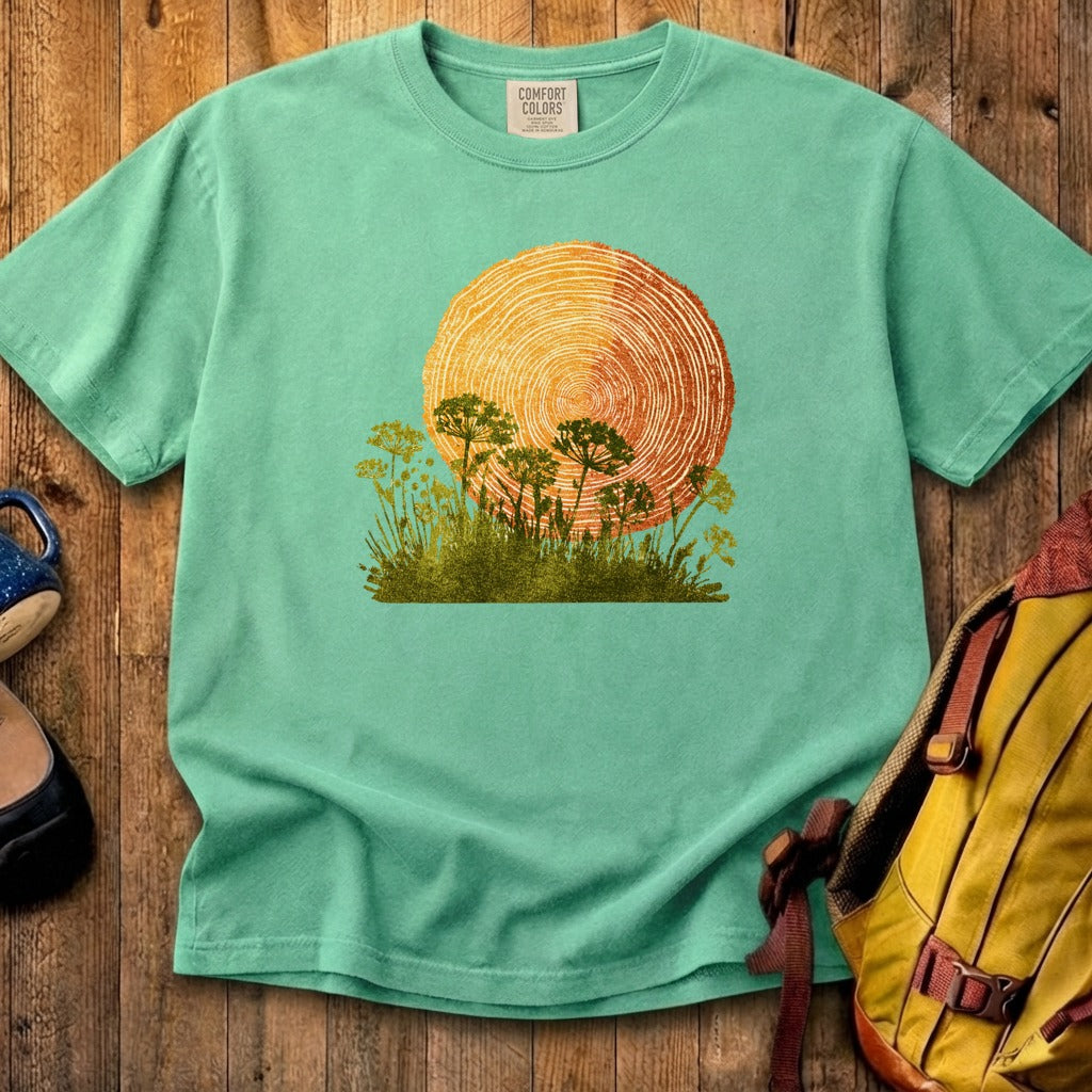 Woodcut Flower Meadow Cotton T-Shirt