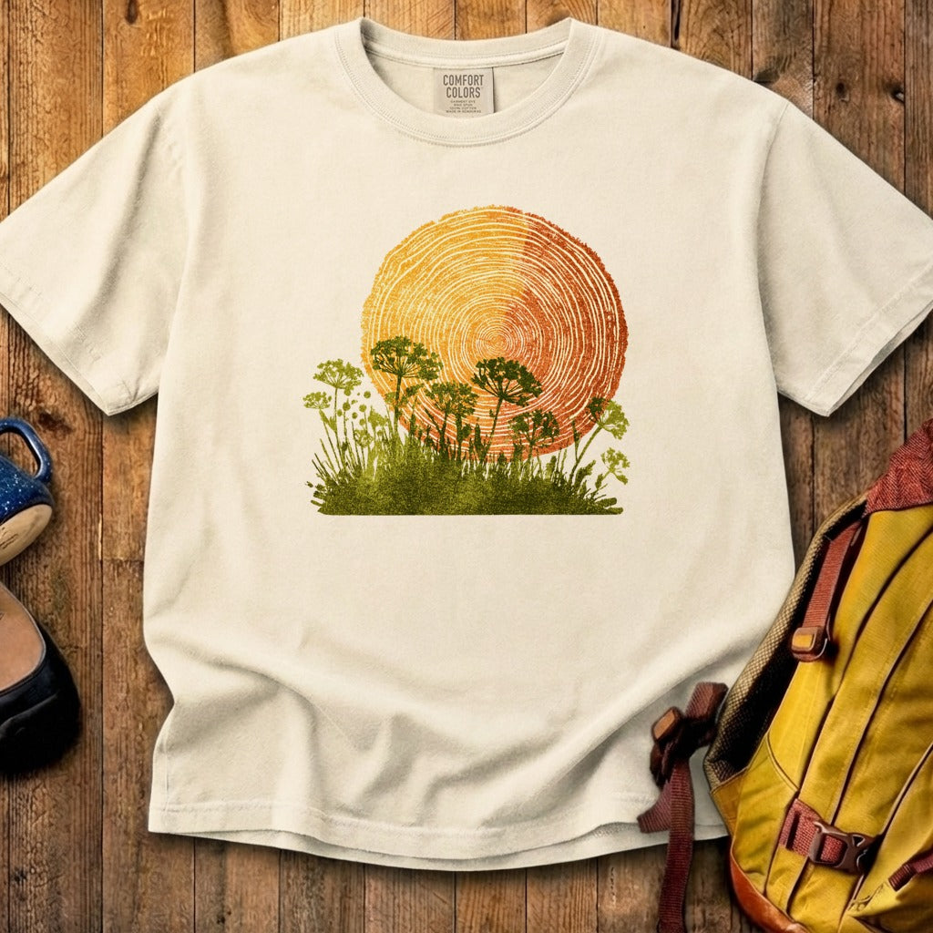 Woodcut Flower Meadow Cotton T-Shirt
