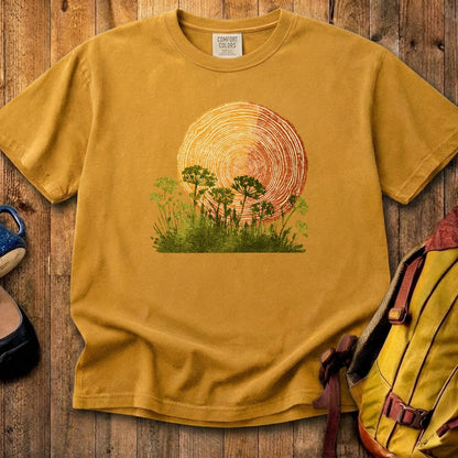 Woodcut Flower Meadow Cotton T-Shirt
