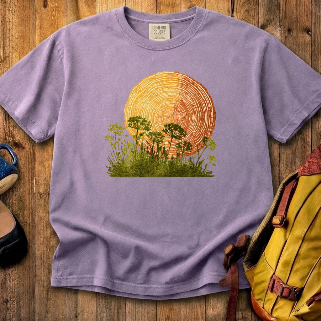 Woodcut Flower Meadow Cotton T-Shirt
