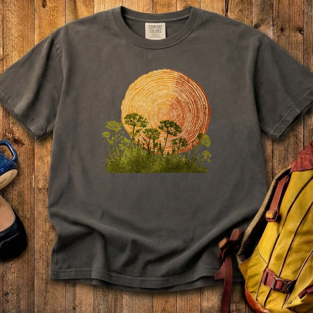 Woodcut Flower Meadow Cotton T-Shirt