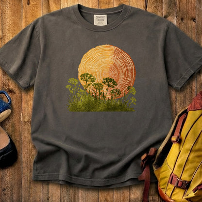 Woodcut Flower Meadow Cotton T-Shirt