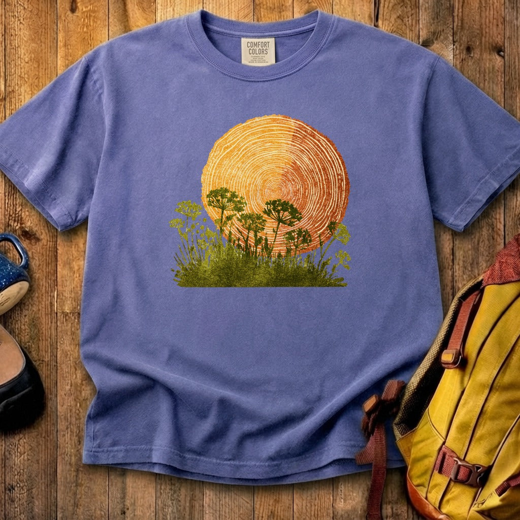 Woodcut Flower Meadow Cotton T-Shirt