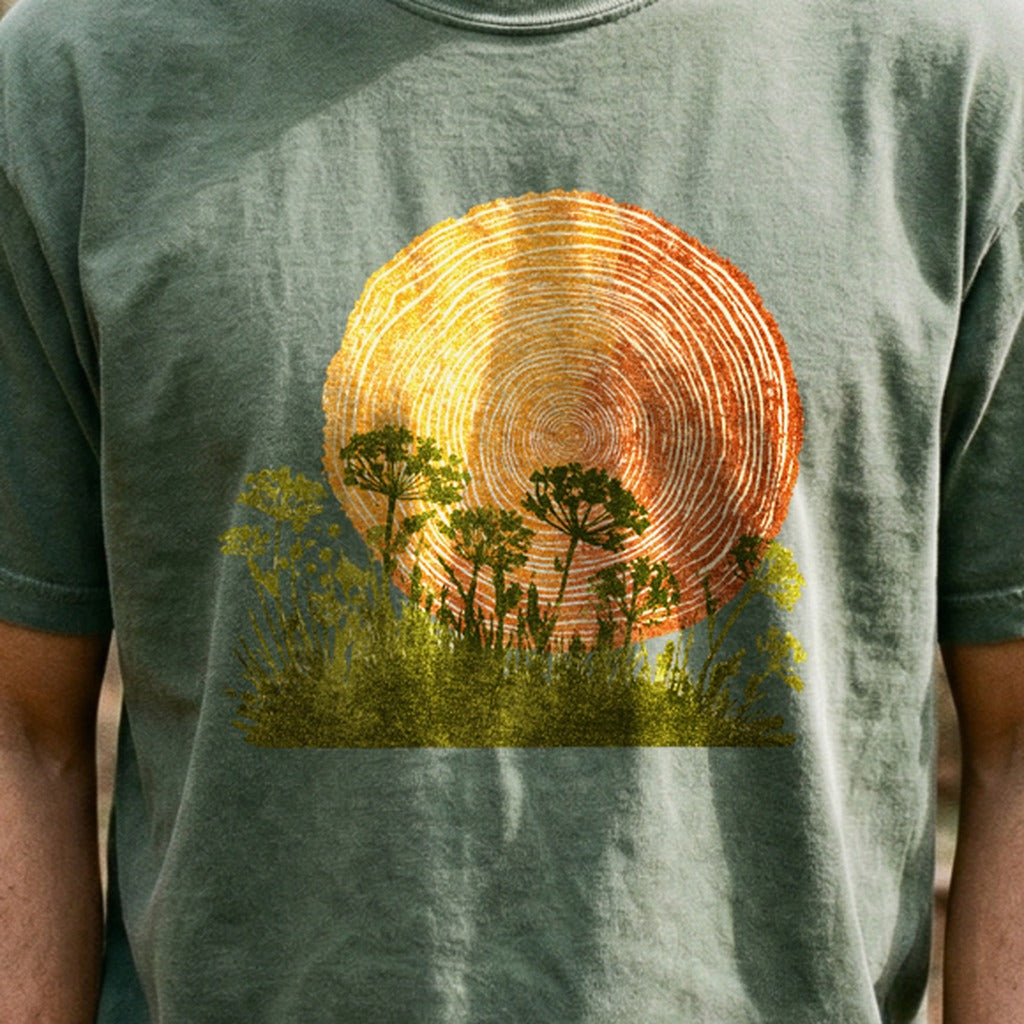 Woodcut Flower Meadow Cotton T-Shirt