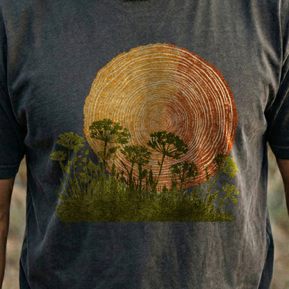 Woodcut Flower Meadow Cotton T-Shirt