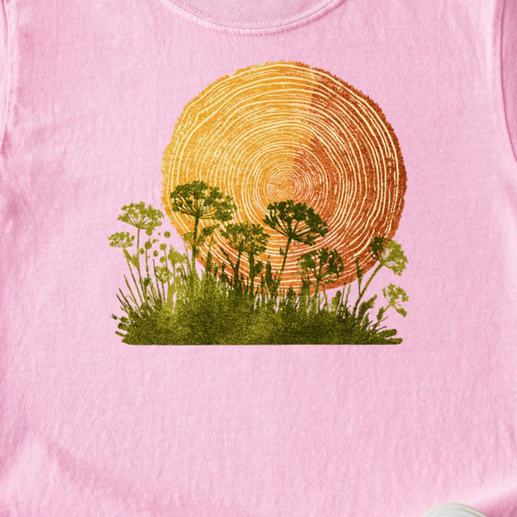 Woodcut Flower Meadow Kids Cotton T-Shirt