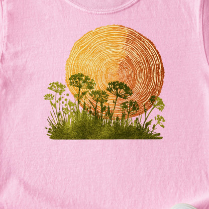 Woodcut Flower Meadow Kids Cotton T-Shirt