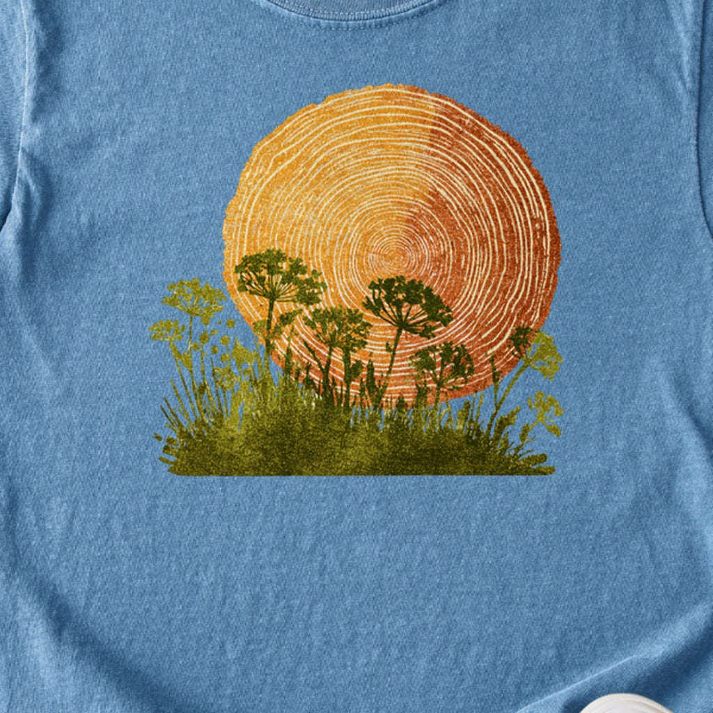 Woodcut Flower Meadow Kids Cotton T-Shirt