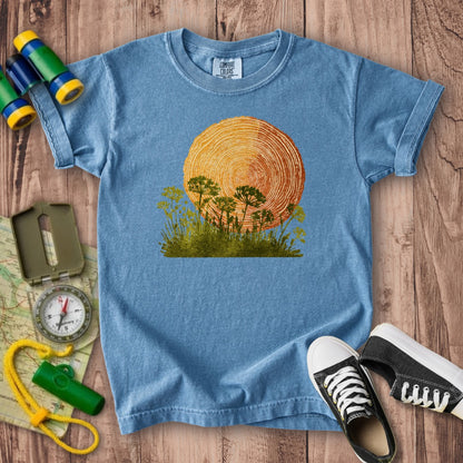 Woodcut Flower Meadow Kids Cotton T-Shirt