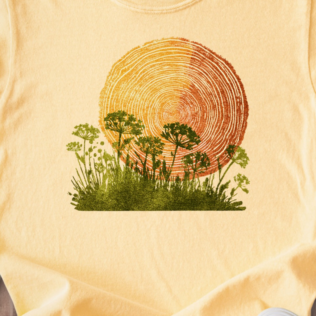 Woodcut Flower Meadow Kids Cotton T-Shirt