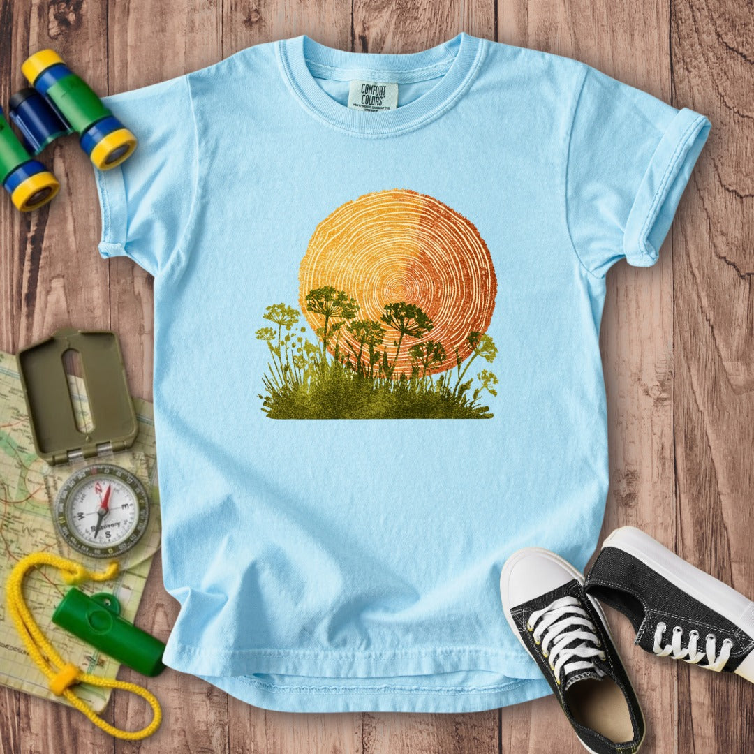 Woodcut Flower Meadow Kids Cotton T-Shirt