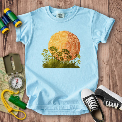Woodcut Flower Meadow Kids Cotton T-Shirt
