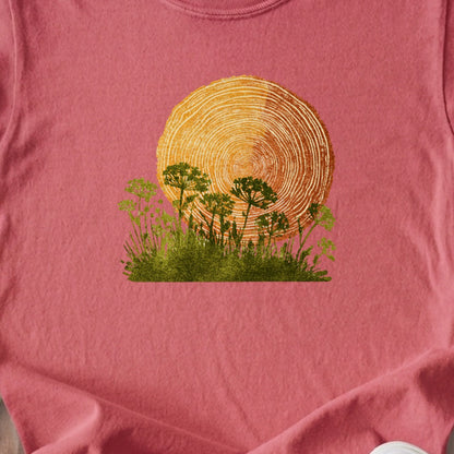 Woodcut Flower Meadow Kids Cotton T-Shirt