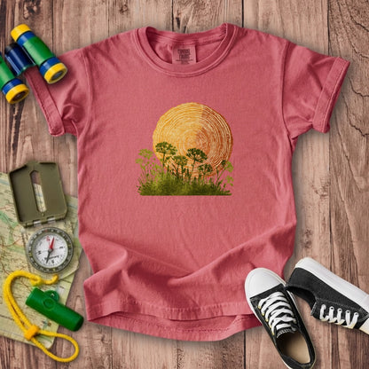 Woodcut Flower Meadow Kids Cotton T-Shirt