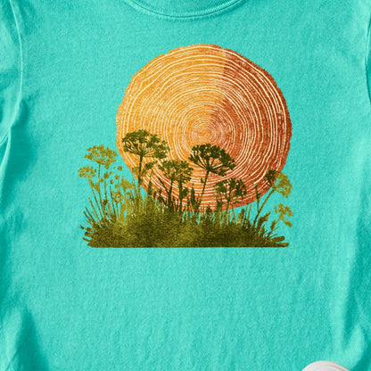 Woodcut Flower Meadow Kids Cotton T-Shirt
