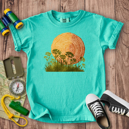 Woodcut Flower Meadow Kids Cotton T-Shirt