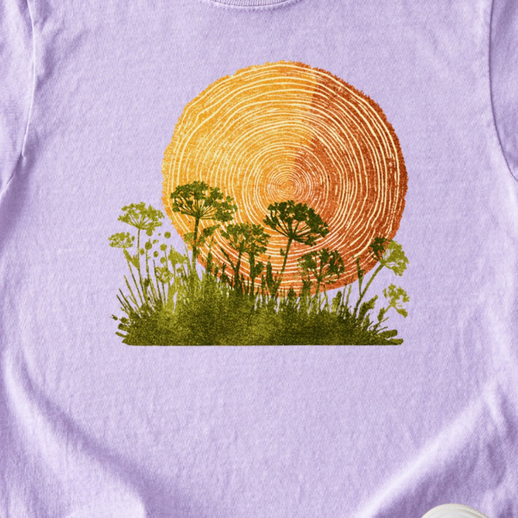 Woodcut Flower Meadow Kids Cotton T-Shirt