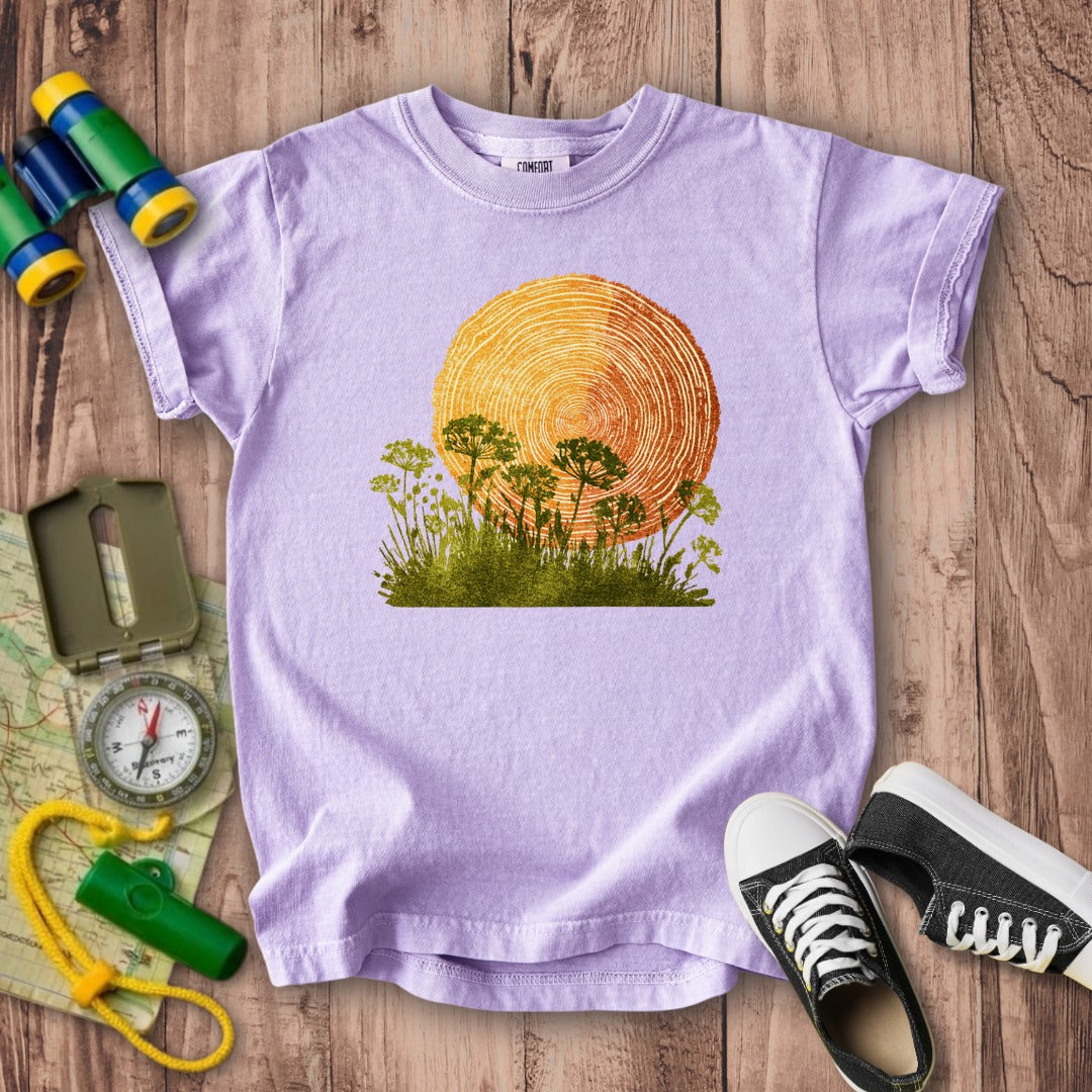 Woodcut Flower Meadow Kids Cotton T-Shirt