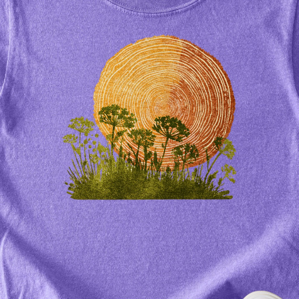 Woodcut Flower Meadow Kids Cotton T-Shirt