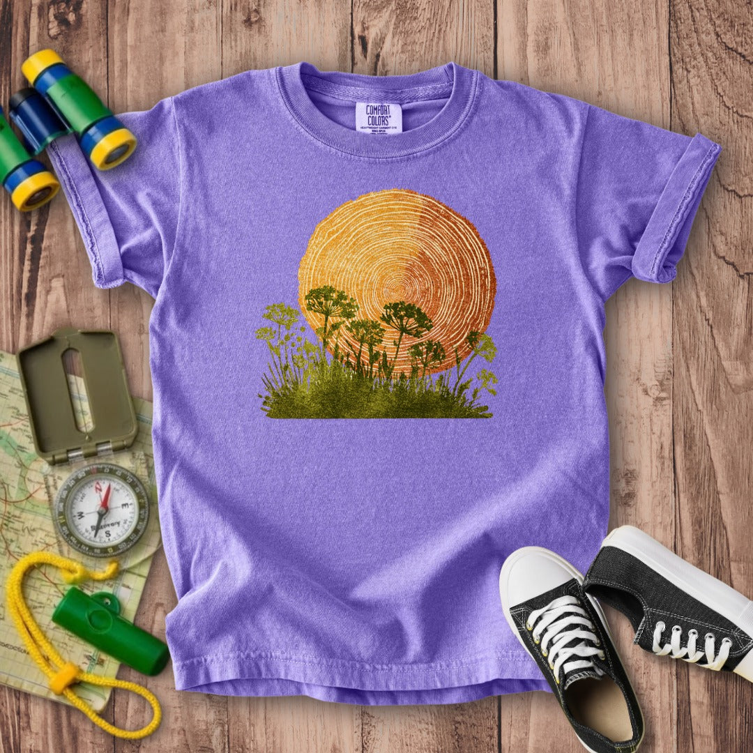 Woodcut Flower Meadow Kids Cotton T-Shirt