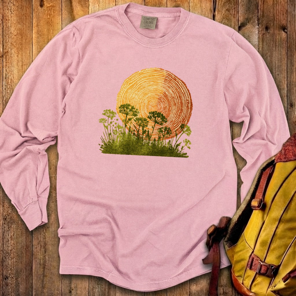 Woodcut Flower Meadow Cotton Long Sleeve