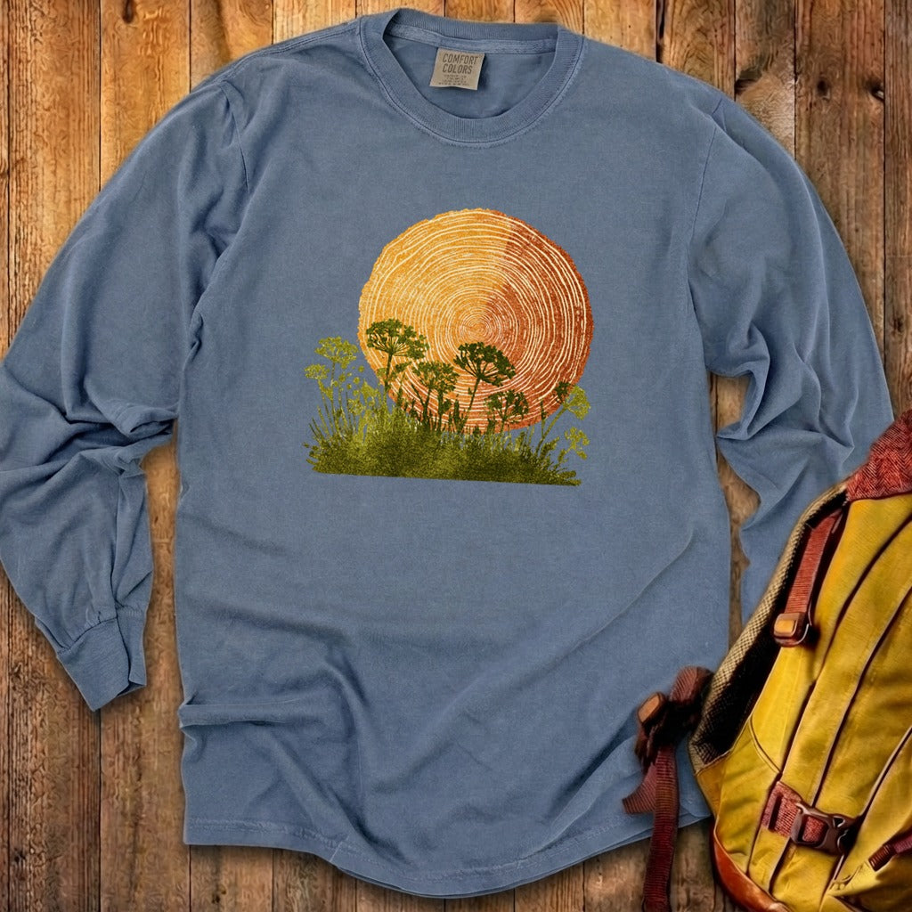 Woodcut Flower Meadow Cotton Long Sleeve
