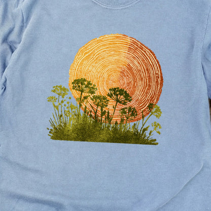 Woodcut Flower Meadow Cotton Long Sleeve