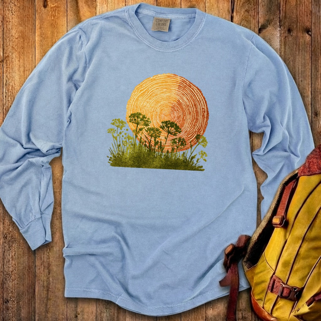 Woodcut Flower Meadow Cotton Long Sleeve