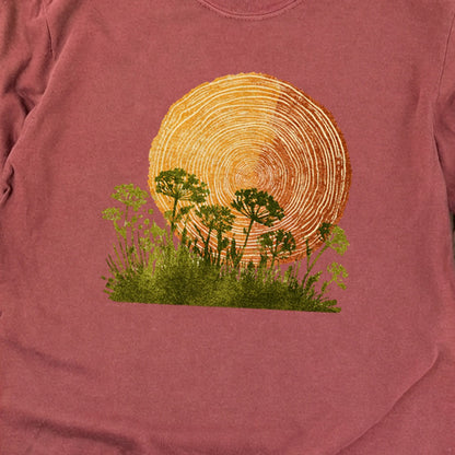 Woodcut Flower Meadow Cotton Long Sleeve