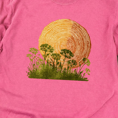 Woodcut Flower Meadow Cotton Long Sleeve