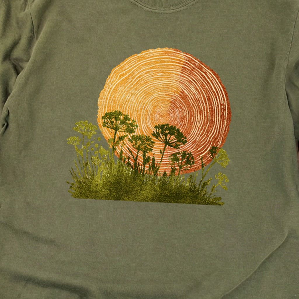 Woodcut Flower Meadow Cotton Long Sleeve