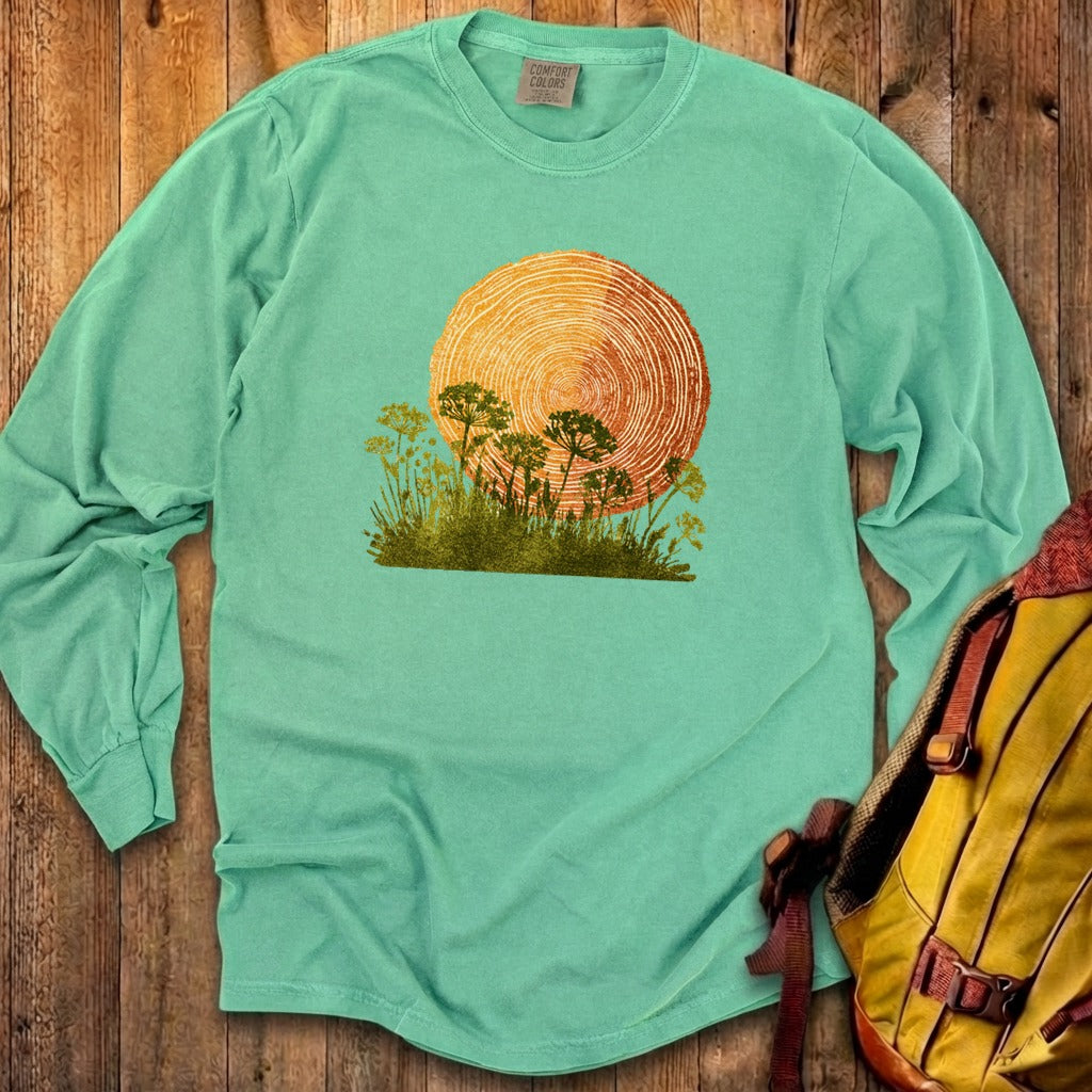 Woodcut Flower Meadow Cotton Long Sleeve