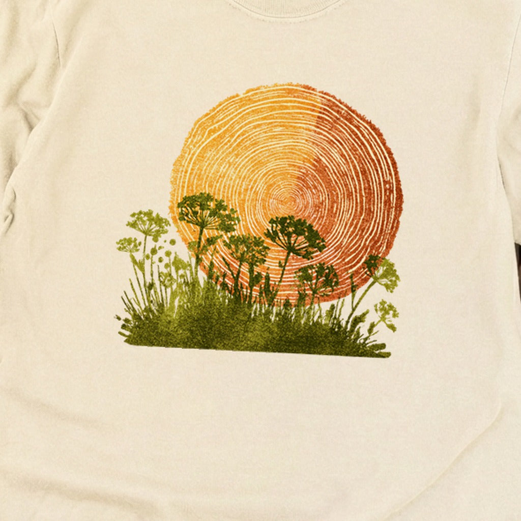Woodcut Flower Meadow Cotton Long Sleeve