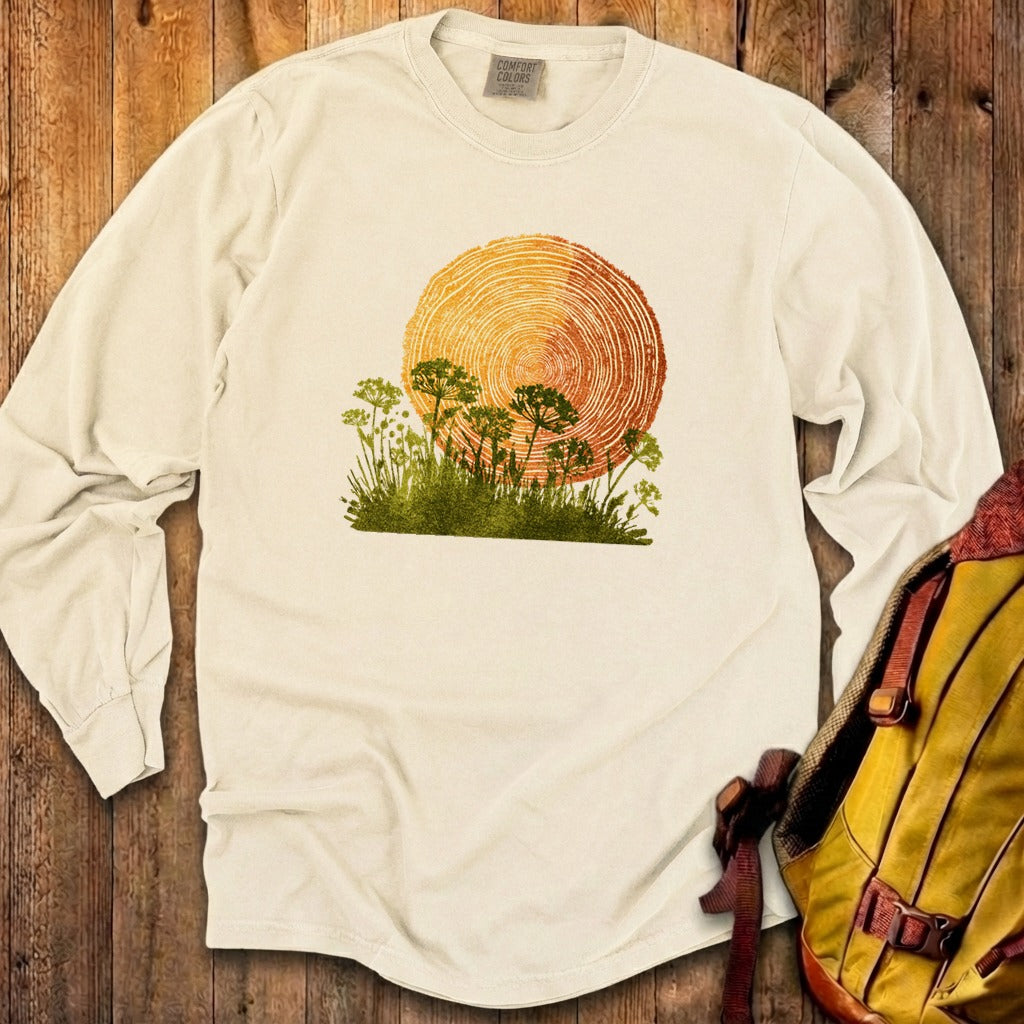 Woodcut Flower Meadow Cotton Long Sleeve