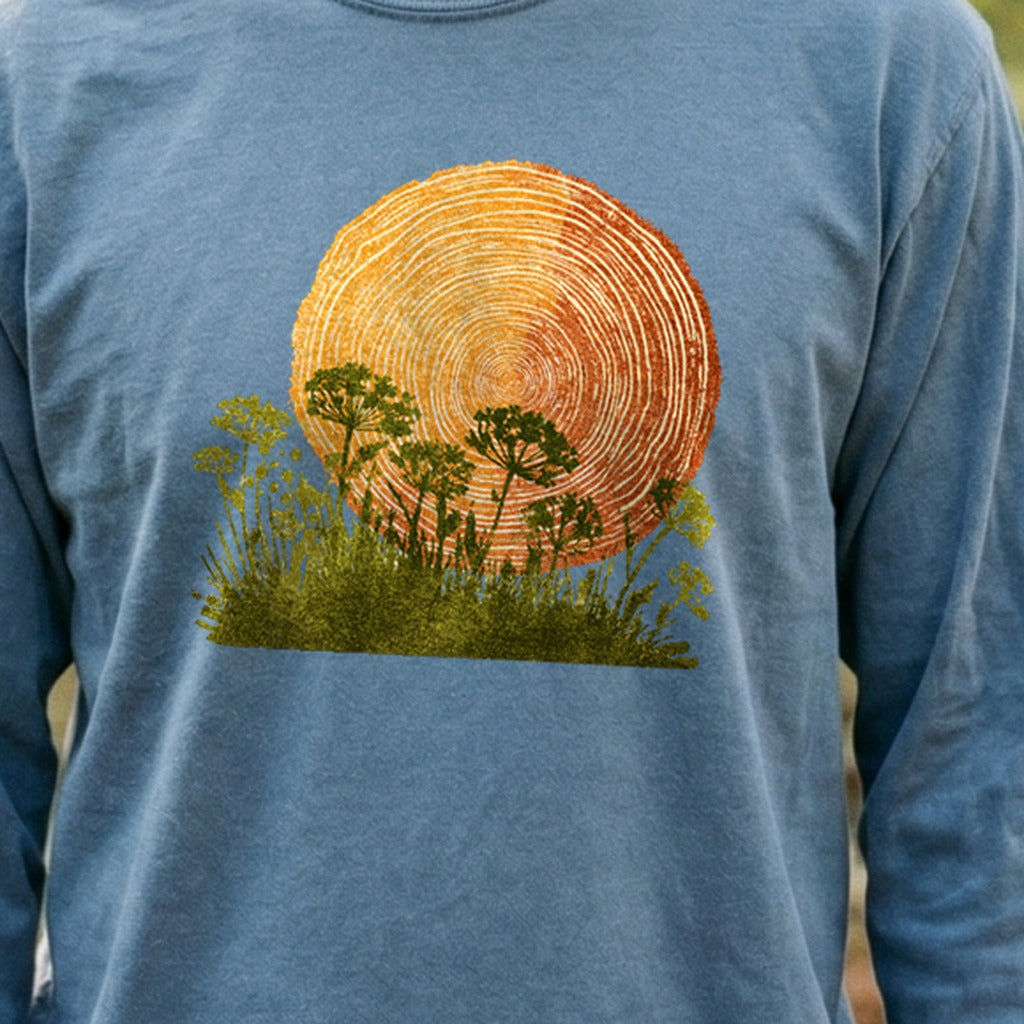 Woodcut Flower Meadow Cotton Long Sleeve