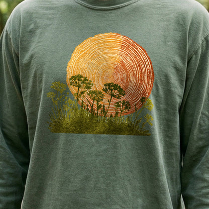 Woodcut Flower Meadow Cotton Long Sleeve