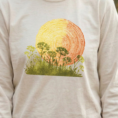 Woodcut Flower Meadow Cotton Long Sleeve
