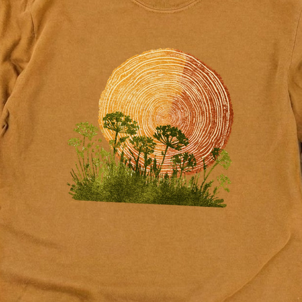 Woodcut Flower Meadow Cotton Long Sleeve