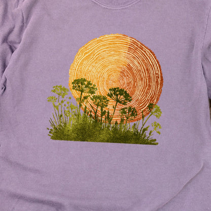 Woodcut Flower Meadow Cotton Long Sleeve
