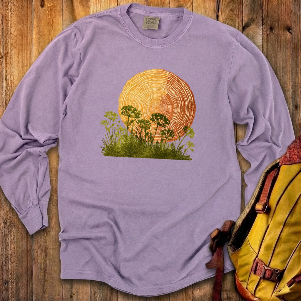 Woodcut Flower Meadow Cotton Long Sleeve