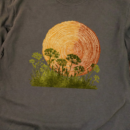 Woodcut Flower Meadow Cotton Long Sleeve